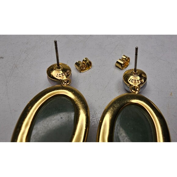 J Crew Large Baldwin Pave Stone Freshwater Pearl Drop Apple Green Earrings - Picture 5 of 5